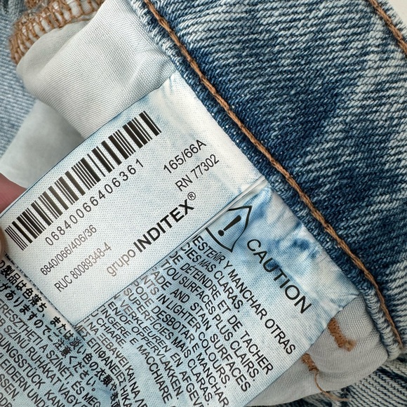 ZARA Wide Leg Flare Jeans Light Wash High Rise US 4 High Waist Crop Denim Pants - Picture 7 of 12